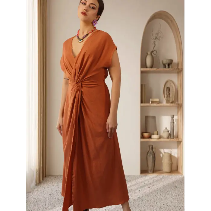 KARMA BELİ BURGULU ELBİSE