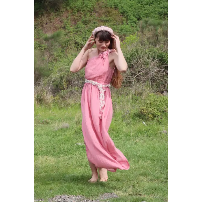 LAGİNA TEK OMUZ MAKSİ ELBİSE