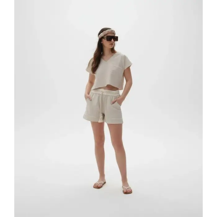 LAVANDA KETEN KARIŞIMLI BLUZ & ŞORT TAKIM
