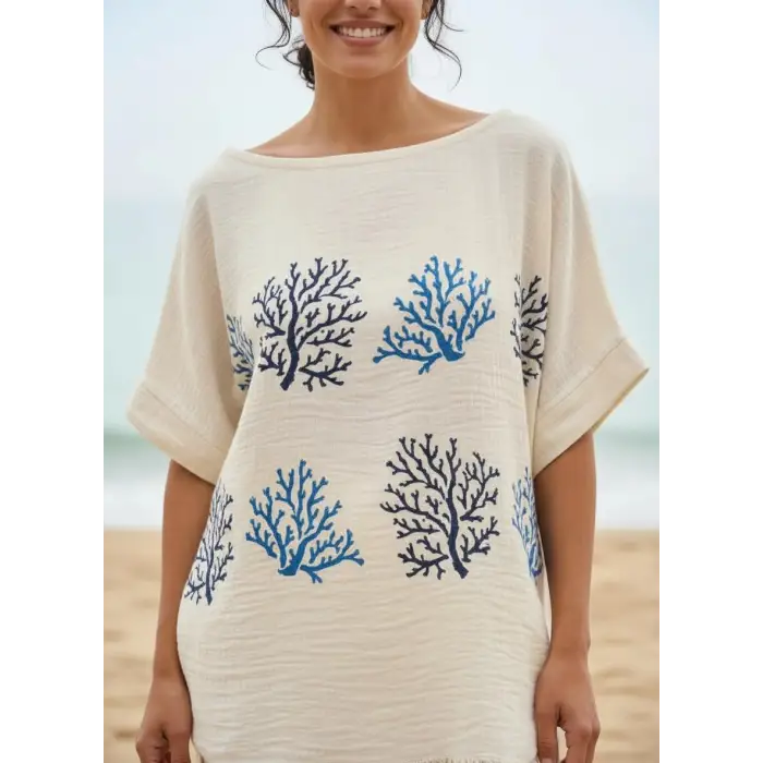 MERCAN PAMUK DOKUMA BLUZ & PANTOLON TAKIM