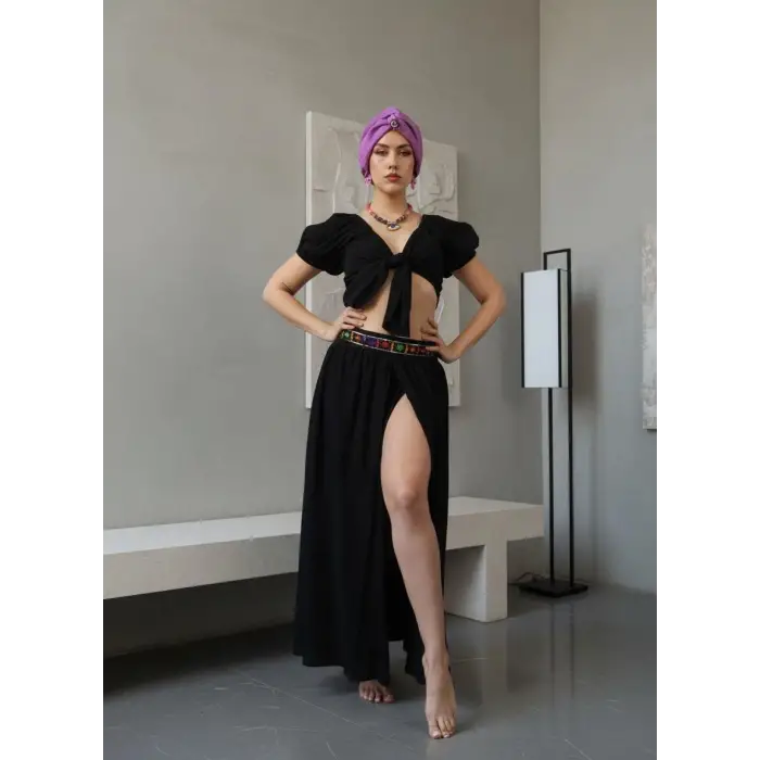 MİDYAT ŞİLE BEZİ BOHEM ETEK / Siyah