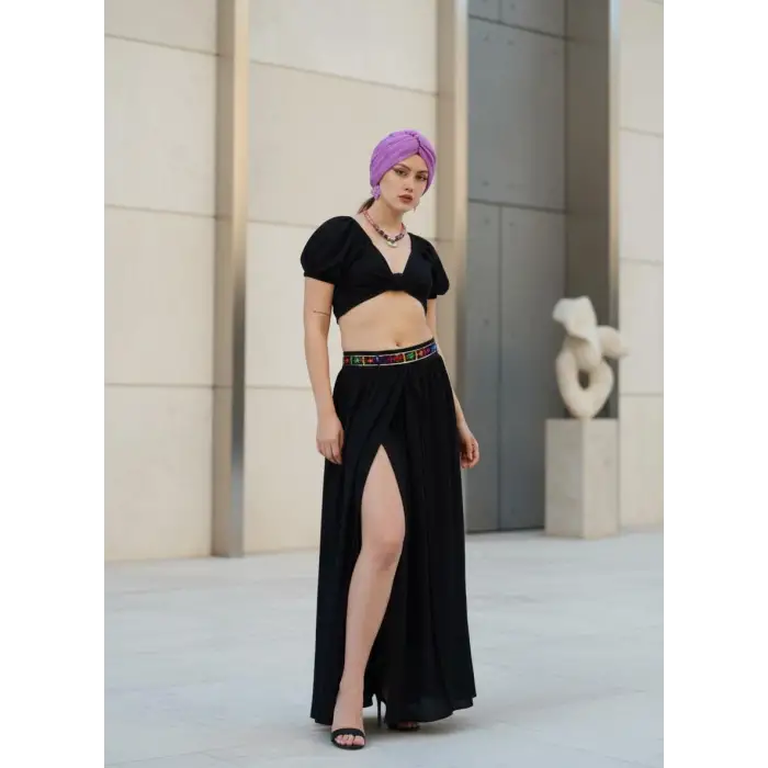 MİDYAT ŞİLE BEZİ BOHEM ETEK / Siyah