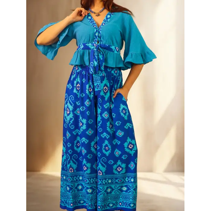 PAMİRA VİSKON PANT & BLUZ TAKIM Siyah