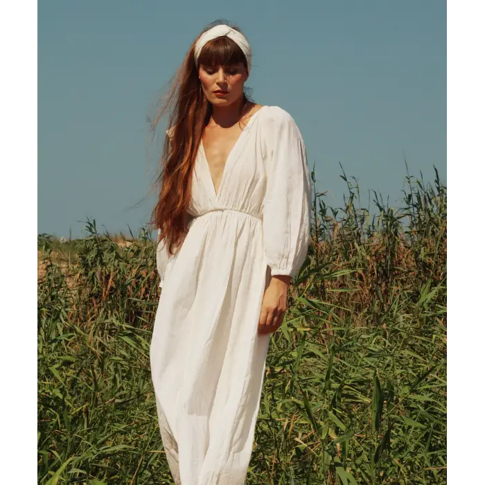 PEACE KEMER DETAYLI ŞİLE BEZİ ELBİSE