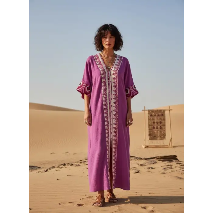 ROSEMARY MUSLİN KAFTAN Sıklamen