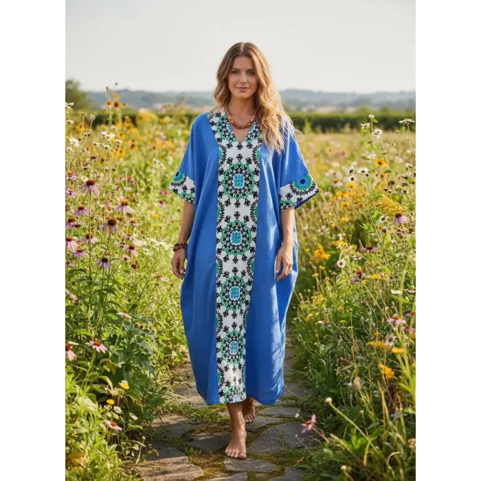 ROSEMARY MUSLİN KAFTAN Mavi