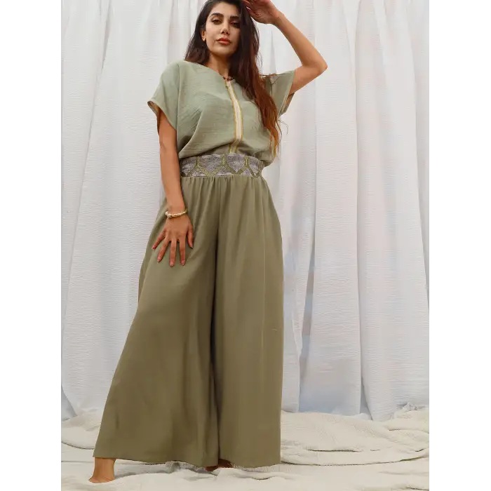 SAHRA BOHEM BOL PAÇA PANTOLON / Yağ Yeşili