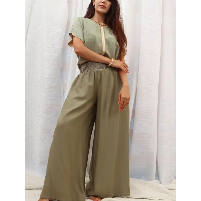 SAHRA BOHEM BOL PAÇA PANTOLON / Yağ Yeşili