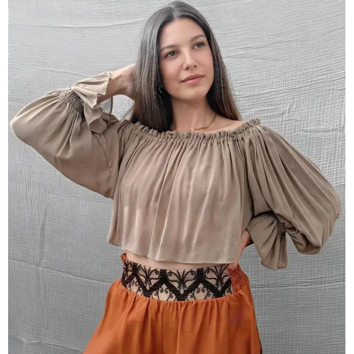 SAHRA MADONNA YAKA CROP BLUZ / Vizon