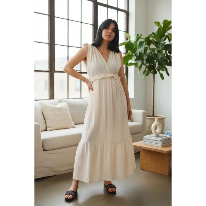 SELENE FIRFIRLI MÜSLİN ELBİSE / Naturel