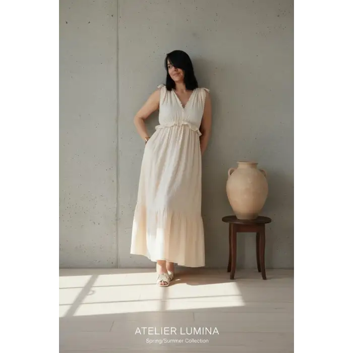 SELENE FIRFIRLI MÜSLİN ELBİSE / Naturel