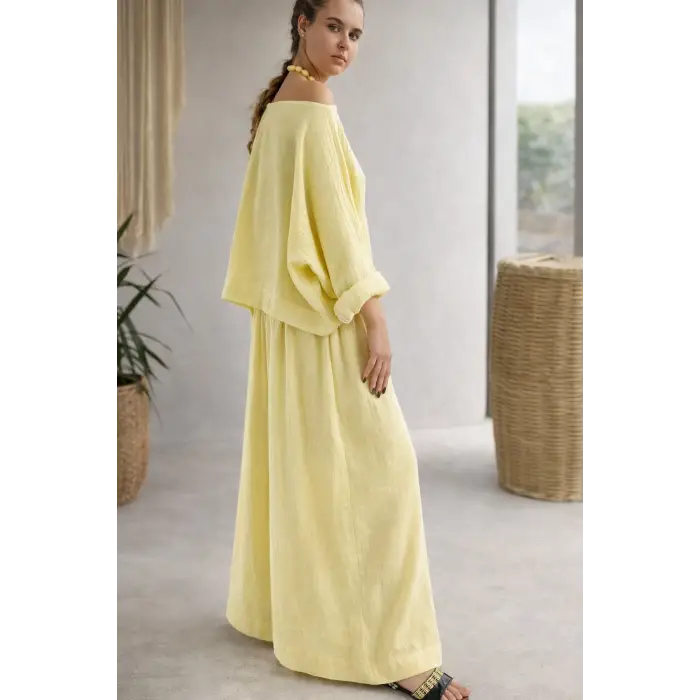 SOUL MÜSLİN  BLUZ PANTOLON TAKIM / sarı