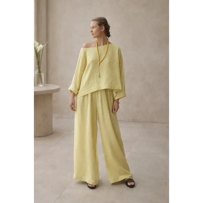 SOUL MÜSLİN  BLUZ PANTOLON TAKIM / sarı