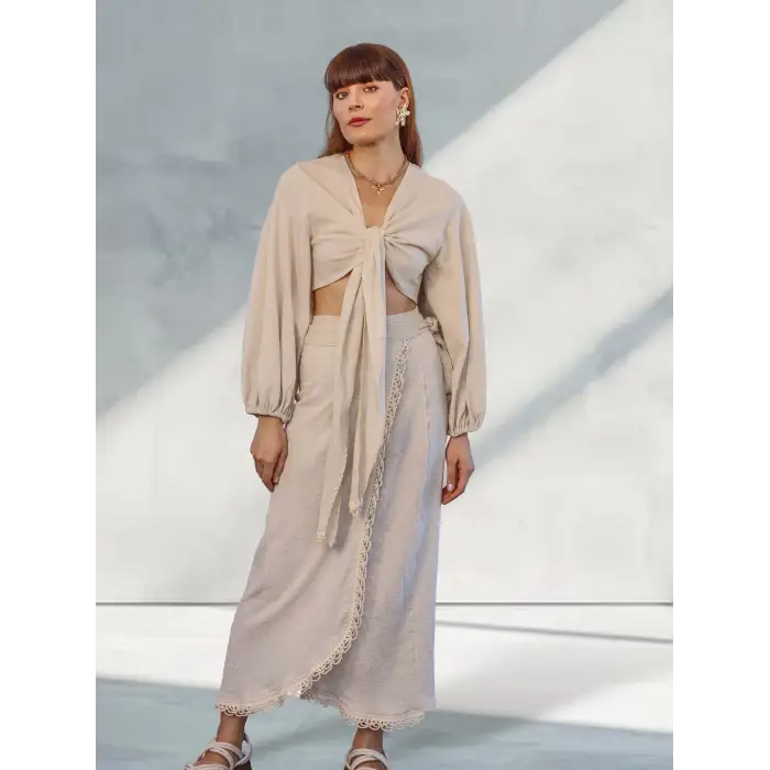 TAHİTİ BAĞLAMALI CROP & ETEK TAKIM