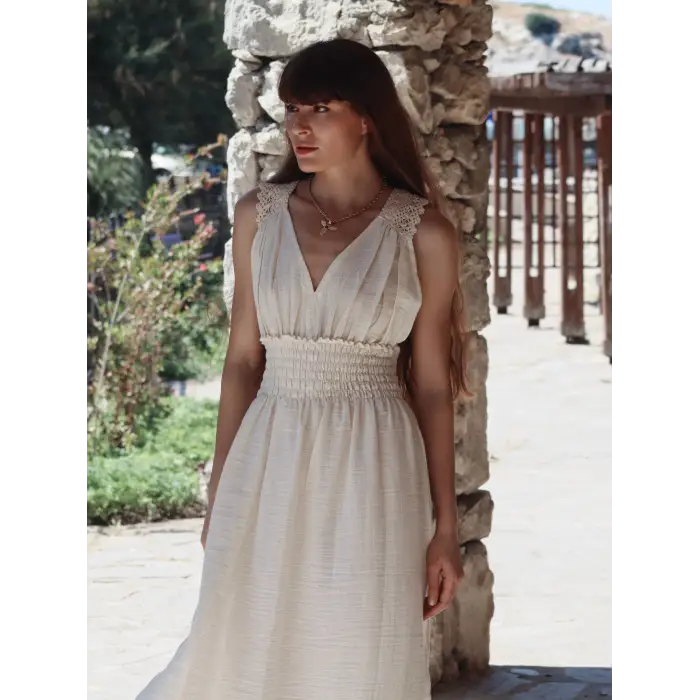 ZAMBAK SIRTI DANTEL DETAYLI ELBİSE