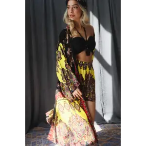 JAKARTA ŞAL DESEN VİSKON KİMONO & ŞORT TAKIM