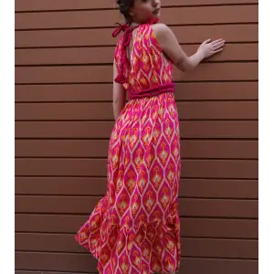 SELENE IKAT MAKSİ ELBİSE