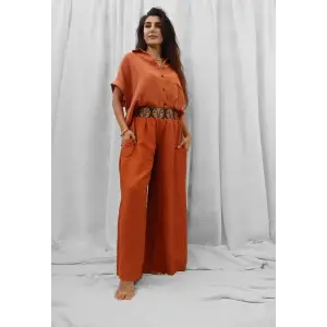 SAHRA BOHEM BOL PAÇA PANTOLON / Kiremit