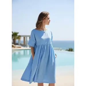 DALAMAN ŞİLE BEZİ ELBİSE / mavi