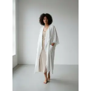SWAN SALAŞ MÜSLİN KAFTAN / beyaz