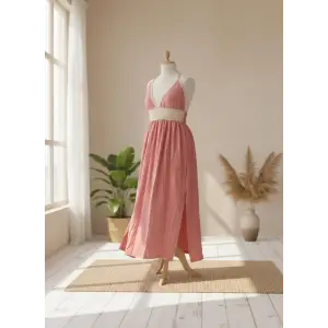 LİANA ŞİLE BEZİ ELBİSE / mercan