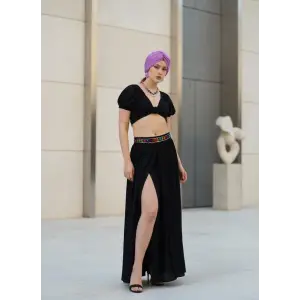 MİDYAT ŞİLE BEZİ BOHEM ETEK / Siyah