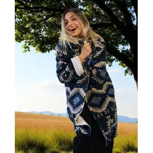 NAVAJO POLAR KİLİM DESEN PALTO