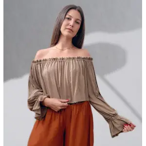 SAHRA MADONNA YAKA CROP BLUZ / Vizon