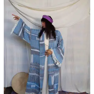 TOTEM DOKUMA JAKAR PAMUK KİMONO / MAVİ