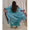 TARSUS KİLİM BORDÜRLÜ DOKUMA KAFTAN / turkuaz
