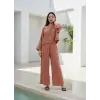 SOUL MÜSLİN BLUZ PANTOLON TAKIM / yanık turuncu
