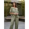 FRESKO JAKAR DOKUMA ŞALVAR PANTOLON & BLUZ TAKIM