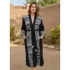 TRIBAL BORDÜR DETAYLI BOHEM MÜSLİN KAFTAN