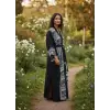 TRIBAL BORDÜR DETAYLI BOHEM MÜSLİN KAFTAN