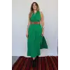 AZİZE BOHEM STİL MÜSLİN ELBİSE / çimen