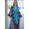 TARSUS KİLİM BORDÜRLÜ DOKUMA KAFTAN / mavi