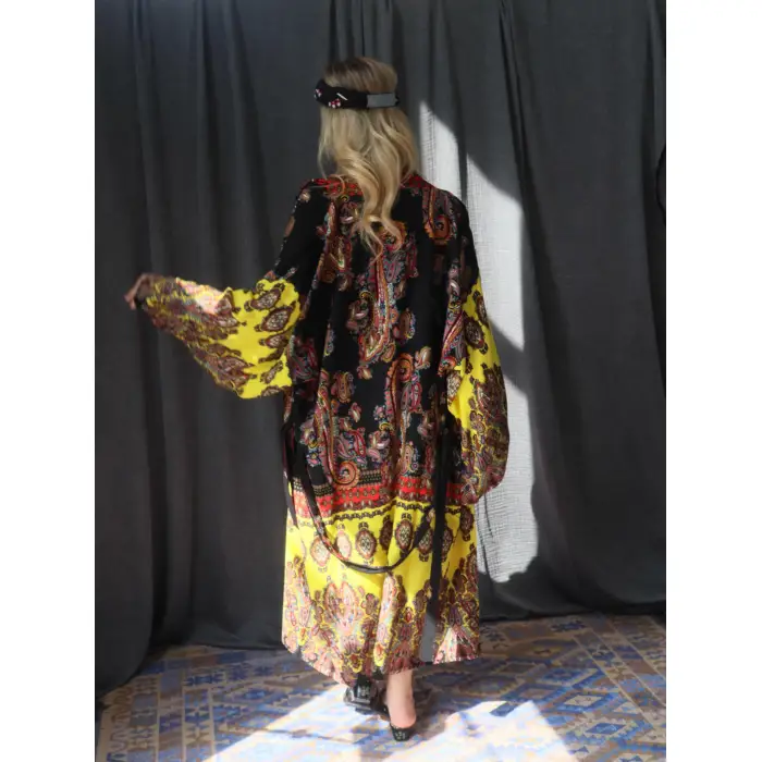 JAKARTA ŞAL DESEN VİSKON KİMONO & ŞORT TAKIM