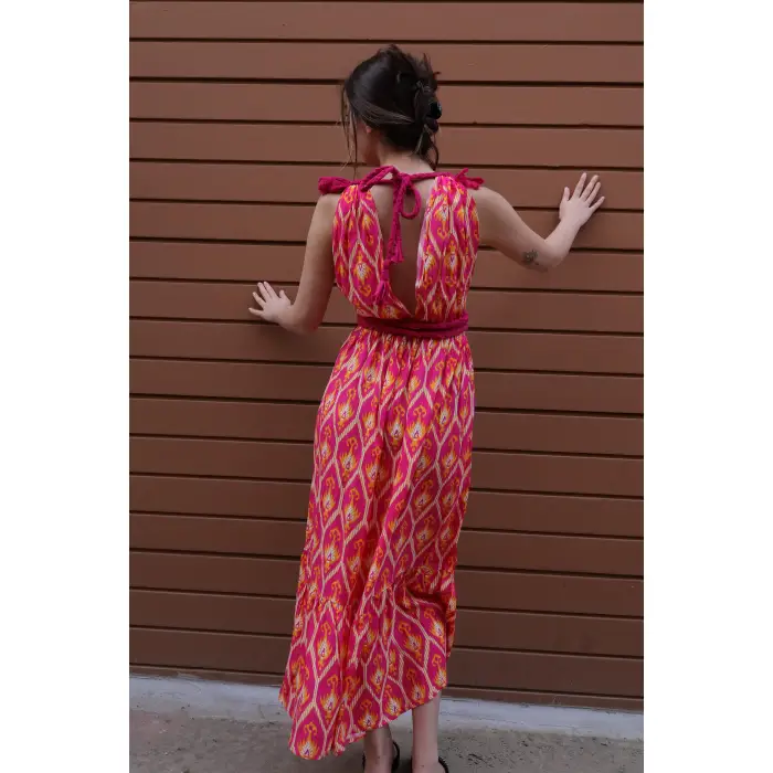 SELENE IKAT MAKSİ ELBİSE