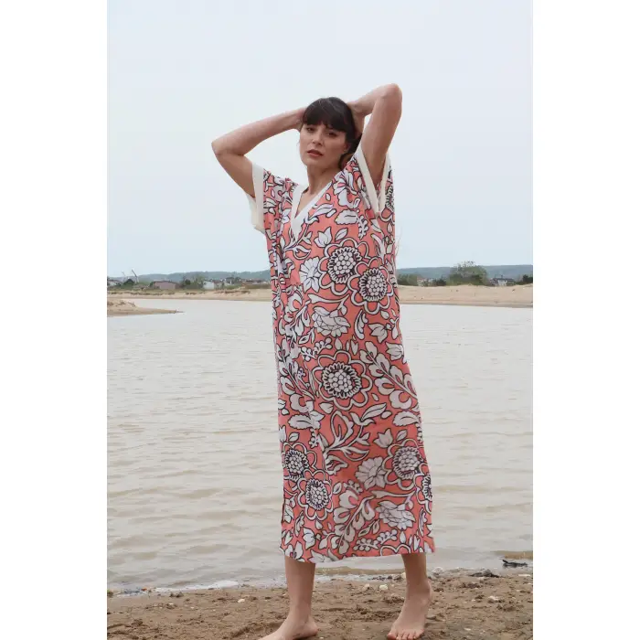 ORCHID V YAKA VİSKON ELBİSE