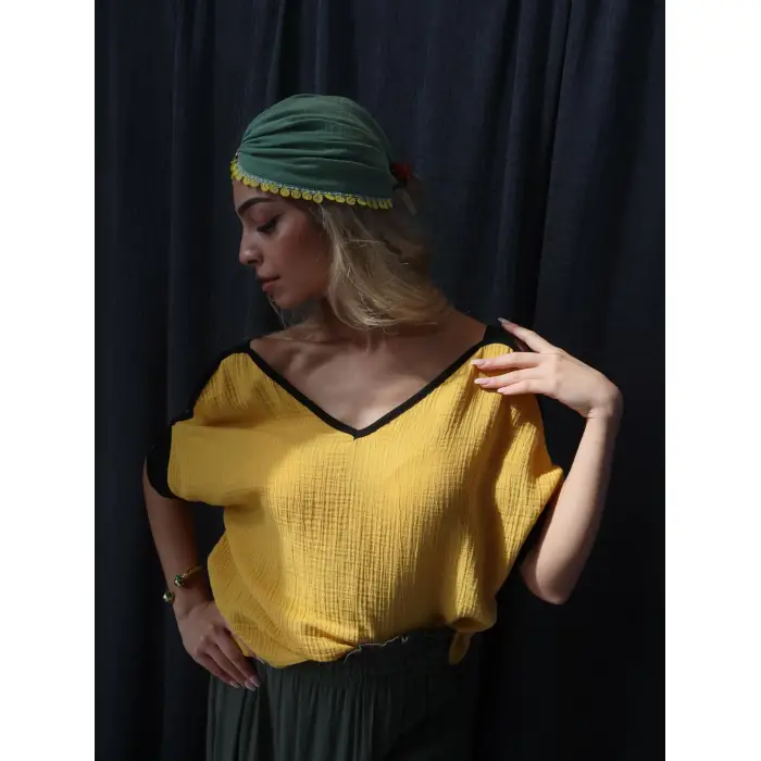 HARMAN 2 RENK MÜSLİN BLUZ