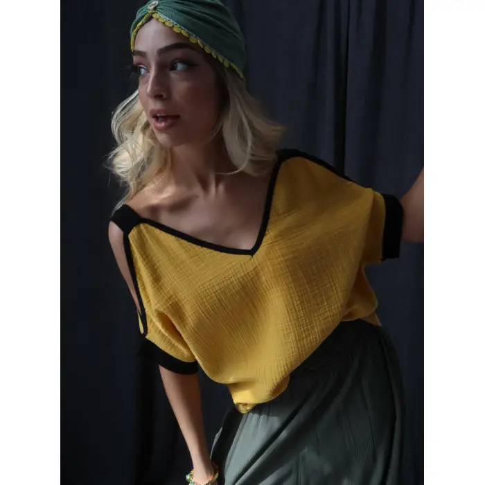 HARMAN 2 RENK MÜSLİN BLUZ