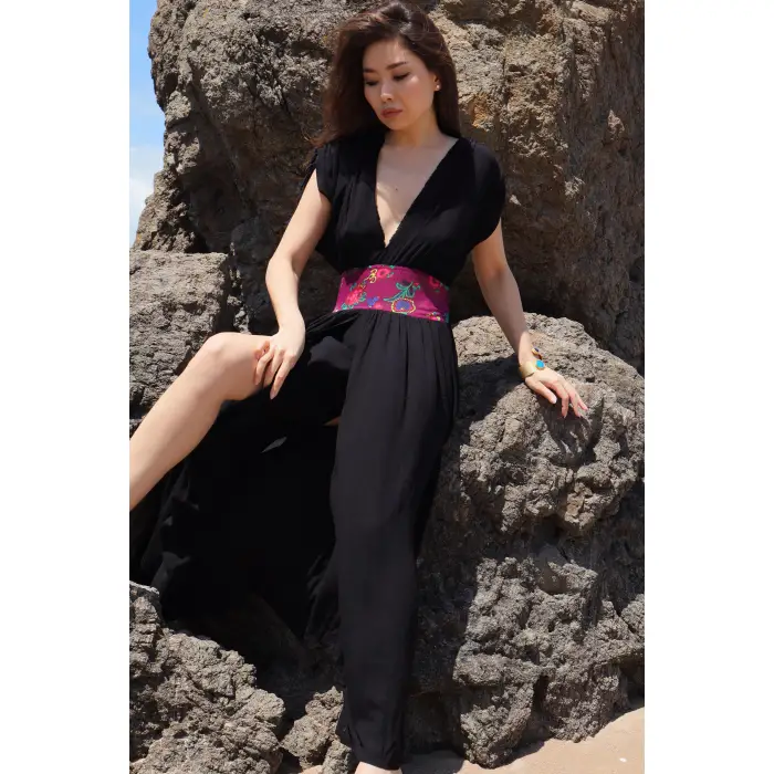 HELEN BELİ YAZMA ELBİSE / SİYAH