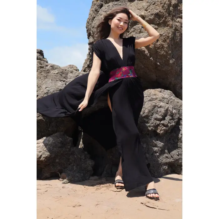 HELEN BELİ YAZMA ELBİSE / SİYAH