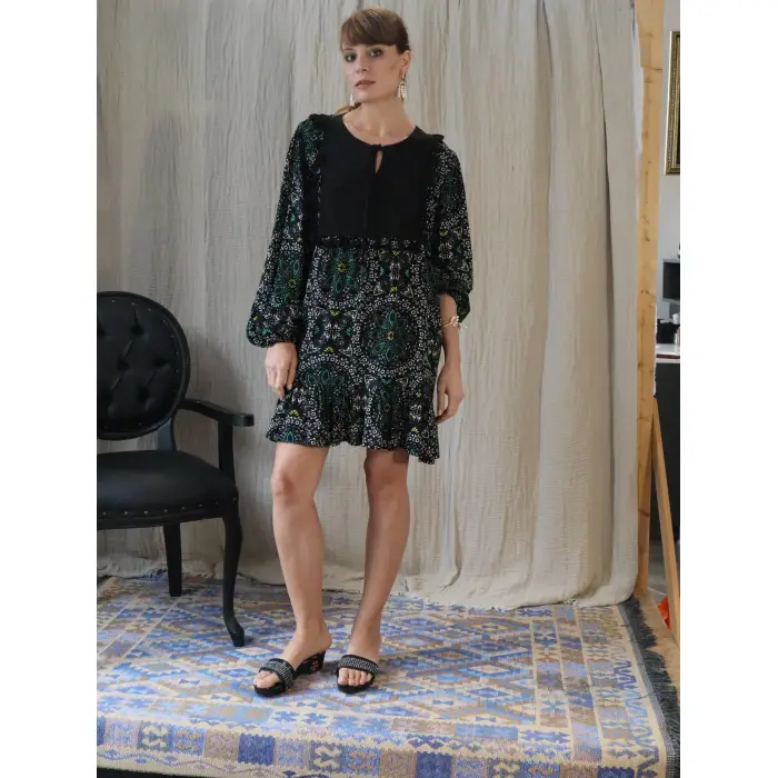 MİMOZA VİSKON MİNİ ELBİSE