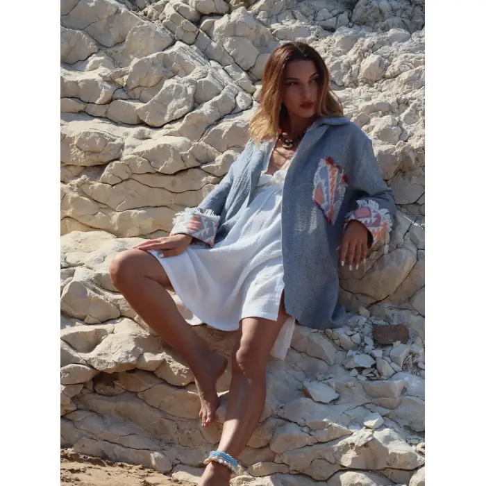 EPİC ETHNİK DETAYLI MÜSLİN GÖMLEK