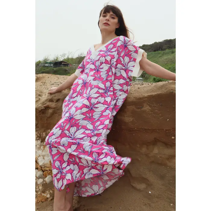 ORCHID V YAKA VİSKON ELBİSE