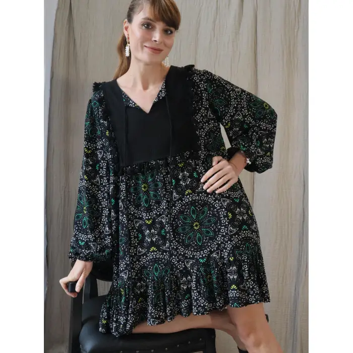 MİMOZA VİSKON MİNİ ELBİSE