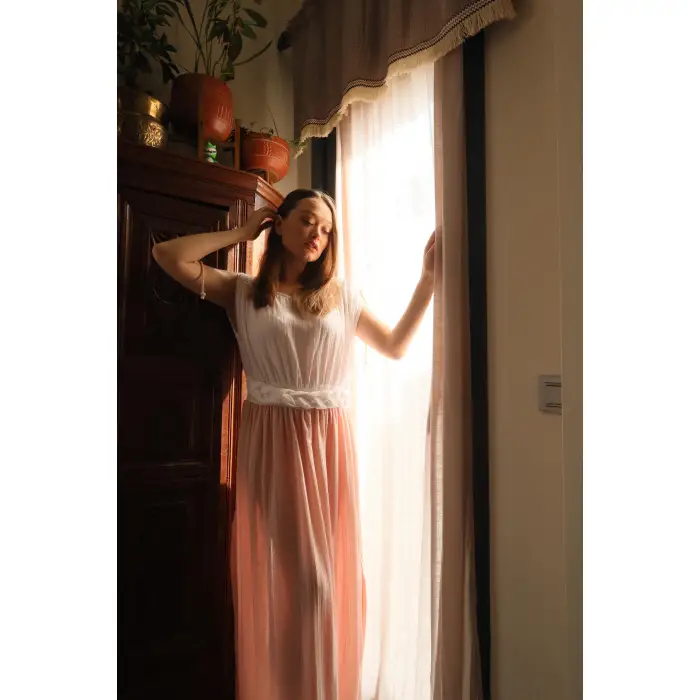 HERA BELİ ÖRGÜLÜ MÜSLİN ELBİSE