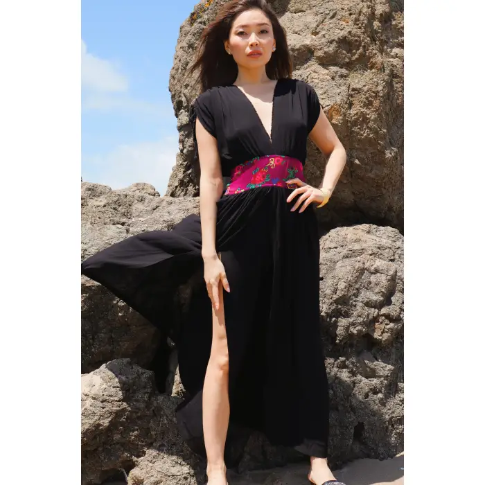 HELEN BELİ YAZMA ELBİSE / SİYAH