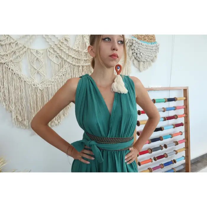 AZİZE BOHEM STİL MÜSLİN ELBİSE / Nefti